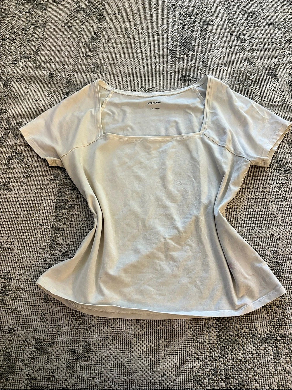 Everlane The Form Square-Neck Tee Short Sleeve Top in Cream